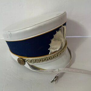 Vintage DeMoulin Marching Band Hat Blue, White And Gold Size XL